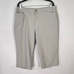 Women’s CJ Banks Grey Silver Capri Pants Front Zip Button Sz 18W